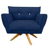 Kit 01 Namoradeira E 02 Poltronas Anitta Suede Azul Marinho - 3