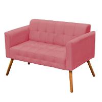01 Namoradeira e 02 Poltronas Elisa Suede Pés Palito Rose - 7