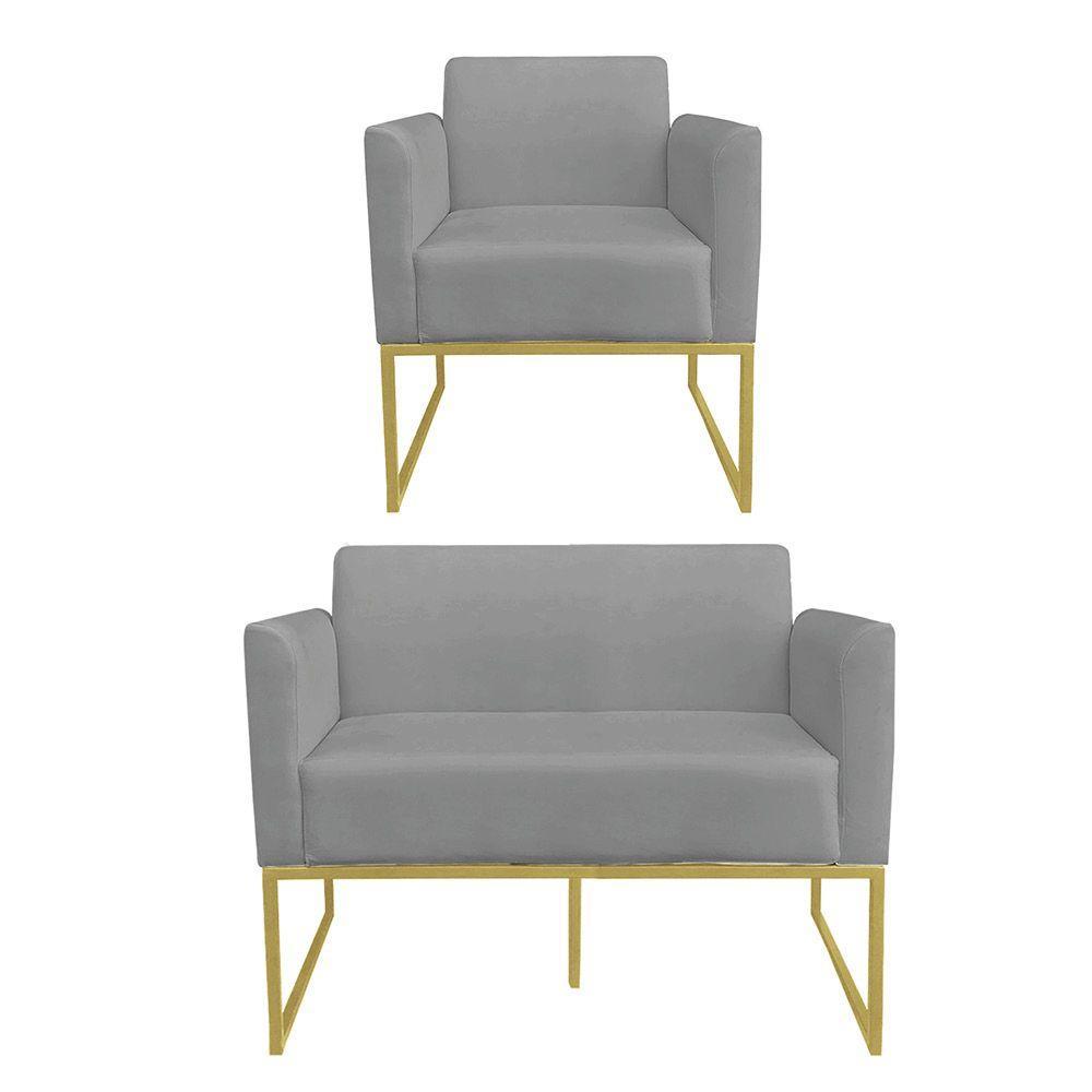 01 Namoradeira E 01 Poltrona Marisa Suede Grafite - 5