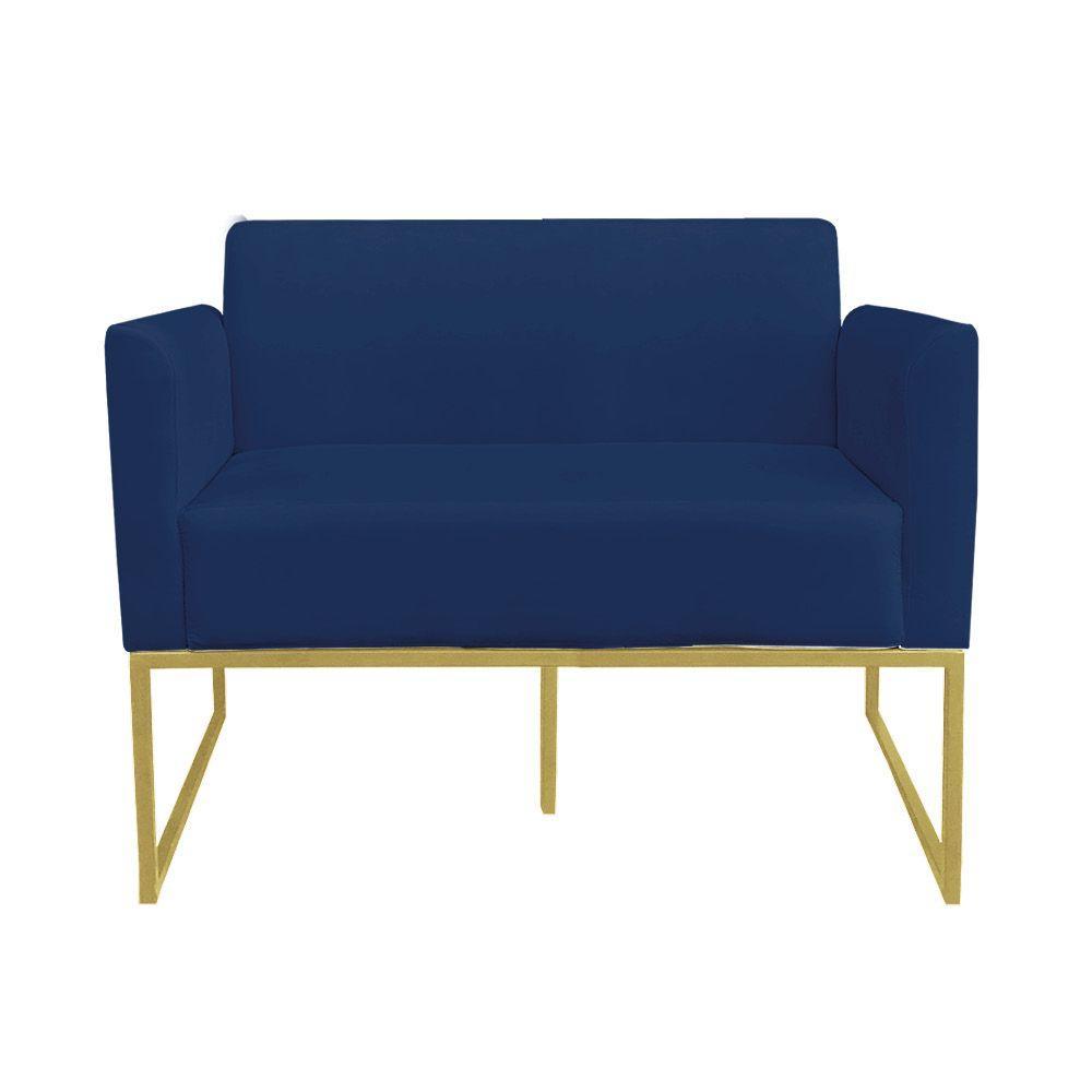01 Namoradeira E 01 Poltrona Marisa Suede Azul Marinho - 5