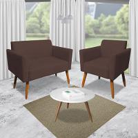 01 Namoradeira E 01 Poltrona Marisa Suede Marrom - 8