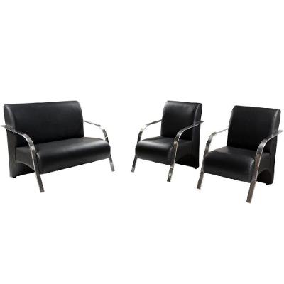 Conjunto Poltronas Vênus Escritório Tecido Sintético Preto