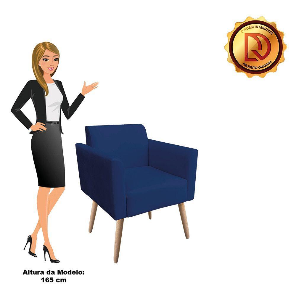 01 Namoradeira E 01 Poltrona Marisa Suede Azul Marinho - 6