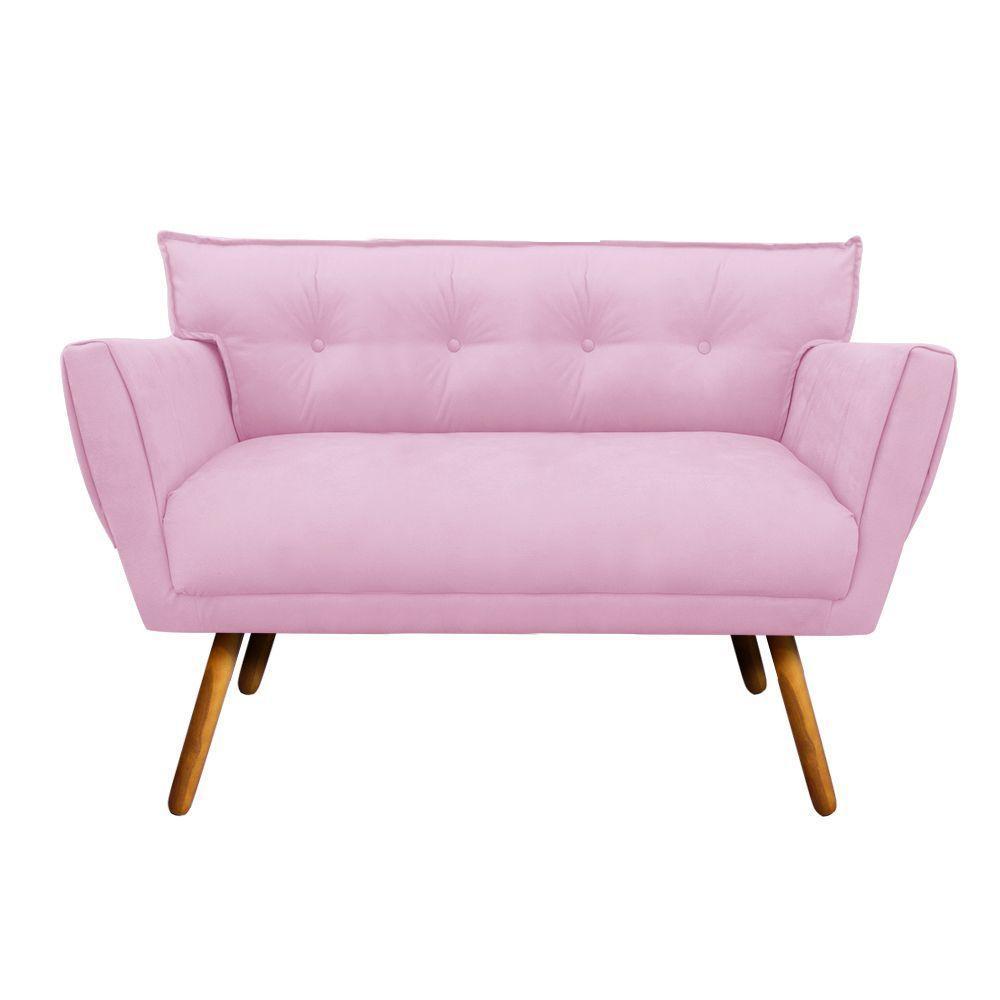 Kit 01 Namoradeira E 02 Poltronas Anitta Suede Rosa Bebê - 2