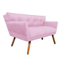 Kit 01 Namoradeira E 02 Poltronas Anitta Suede Rosa Bebê