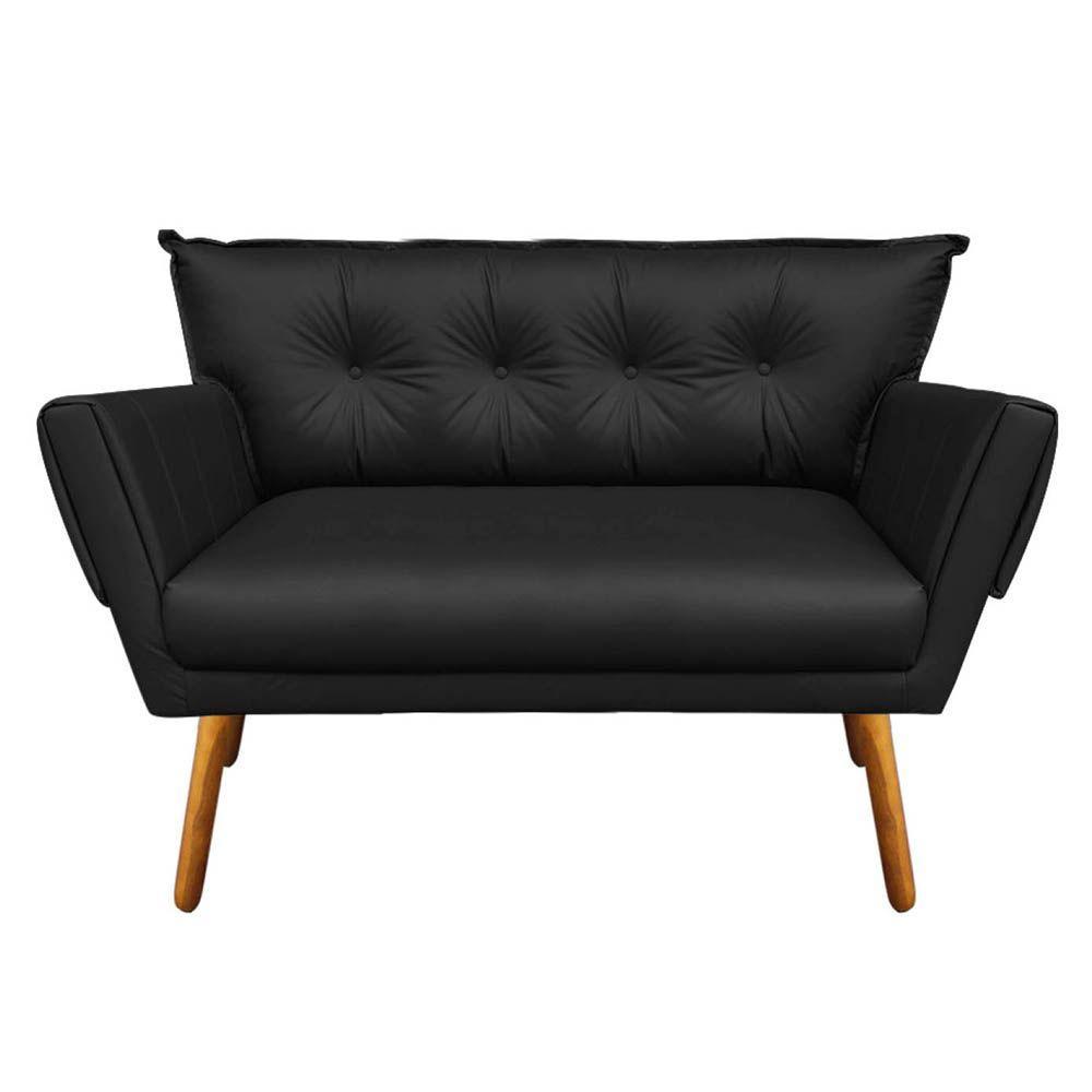 Kit 01 Namoradeira 02 Poltronas Corino Preto - 2