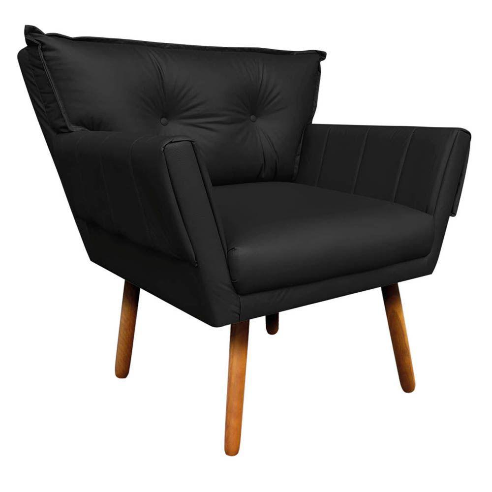 Kit 01 Namoradeira 02 Poltronas Corino Preto - 4