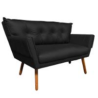 Kit 01 Namoradeira 02 Poltronas Corino Preto - 3