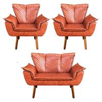 Kit 01 Namoradeira E 02 Poltronas Opala Corano Nozes - 10