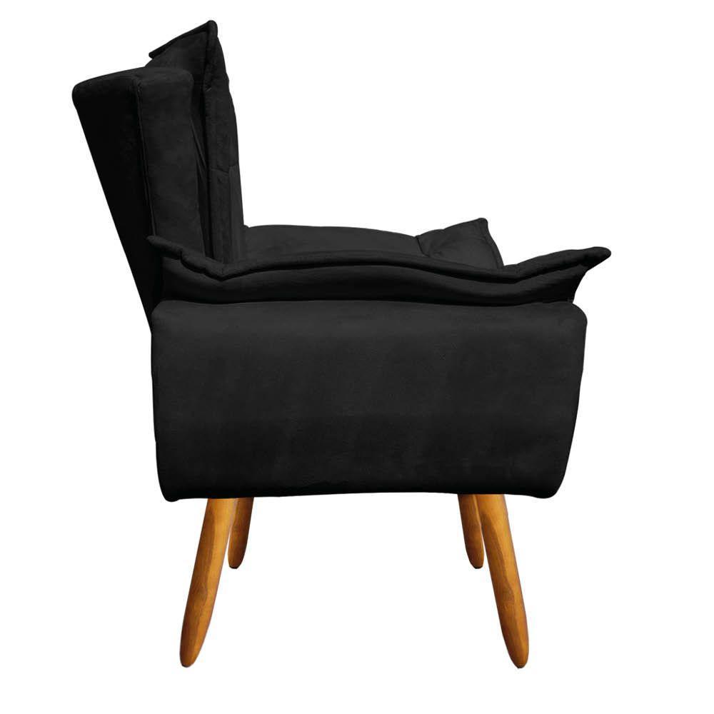 Kit 01 Namoradeira E 02 Poltronas Opala Suede Preto - 6