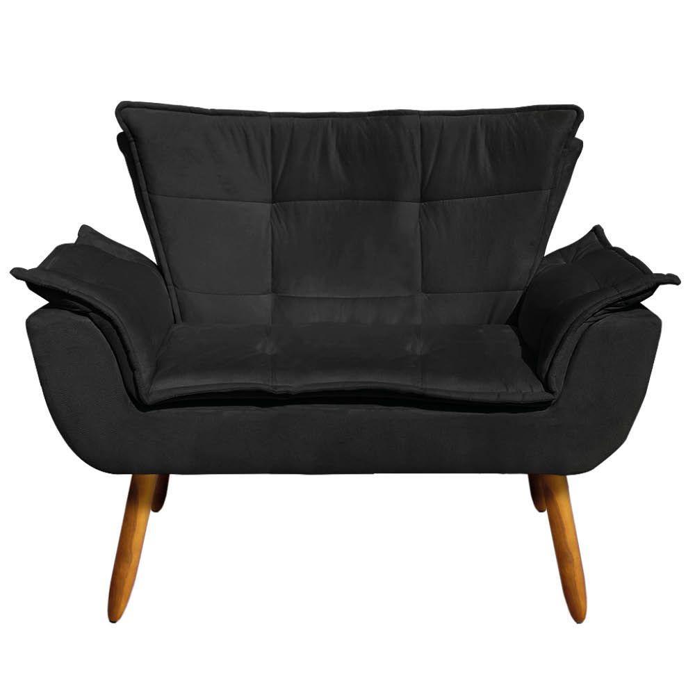 Kit 01 Namoradeira E 02 Poltronas Opala Suede Preto - 9