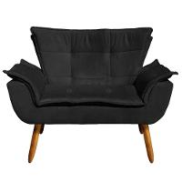 Kit 01 Namoradeira E 02 Poltronas Opala Suede Preto - 9