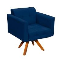 Kit 01 Namoradeira E 02 Poltronas Elisa Suede Azul Marinho - 1