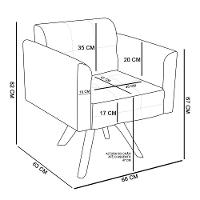 Kit 01 Namoradeira E 02 Poltronas Elisa Suede Azul Marinho - 3