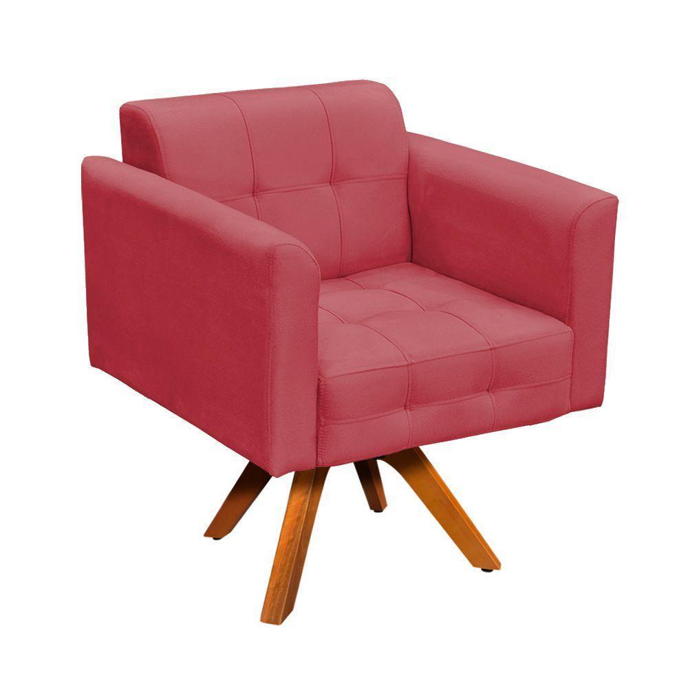 Kit 01 Poltrona E 01 Puff Elisa Suede Rose - 1