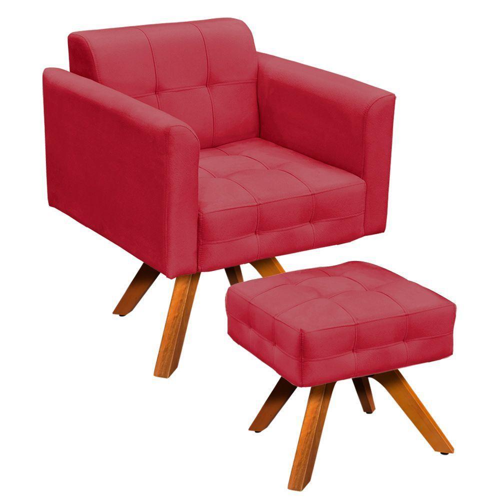 Kit 01 Poltrona E 01 Puff Elisa Suede Rose - 2