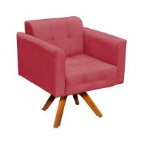 Kit 01 Poltrona E 01 Puff Elisa Suede Rose - 1