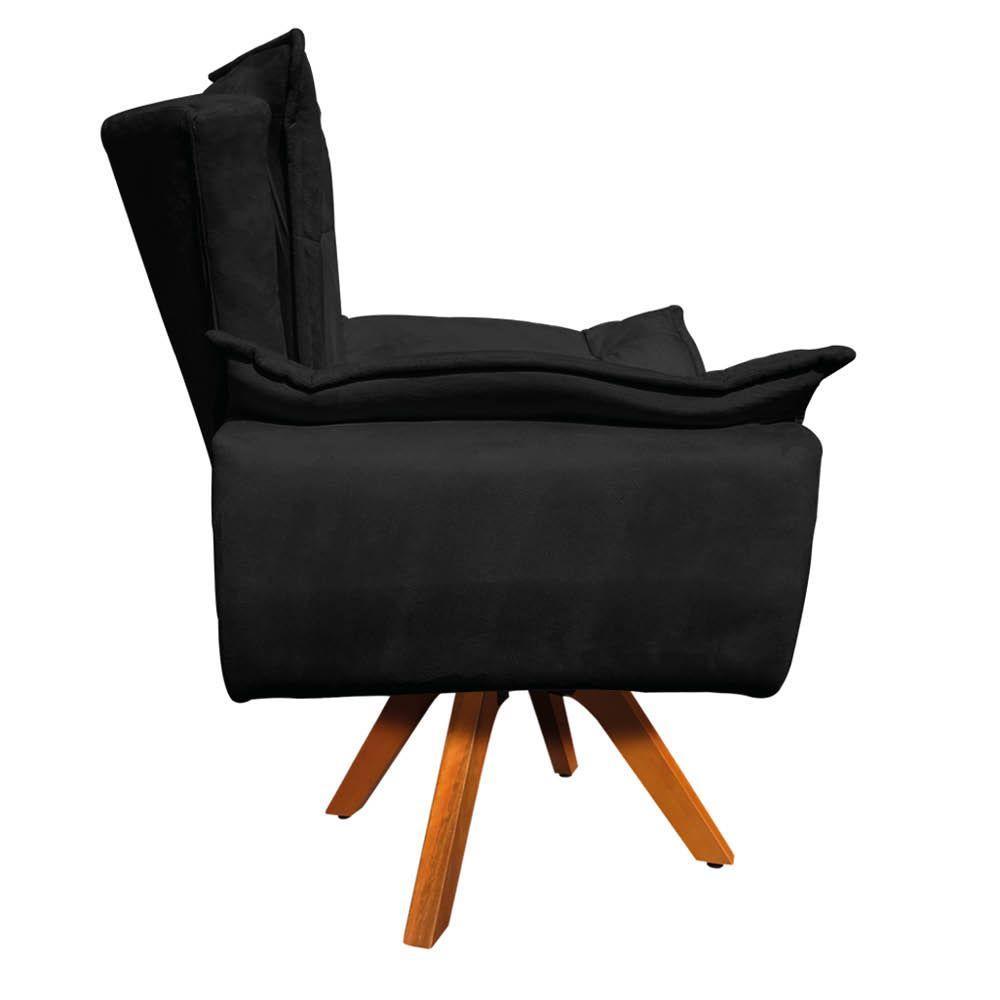 Kit 01 Namoradeira E 02 Poltronas Opala Suede Preto - 4