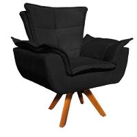 Kit 01 Namoradeira E 02 Poltronas Opala Suede Preto - 1