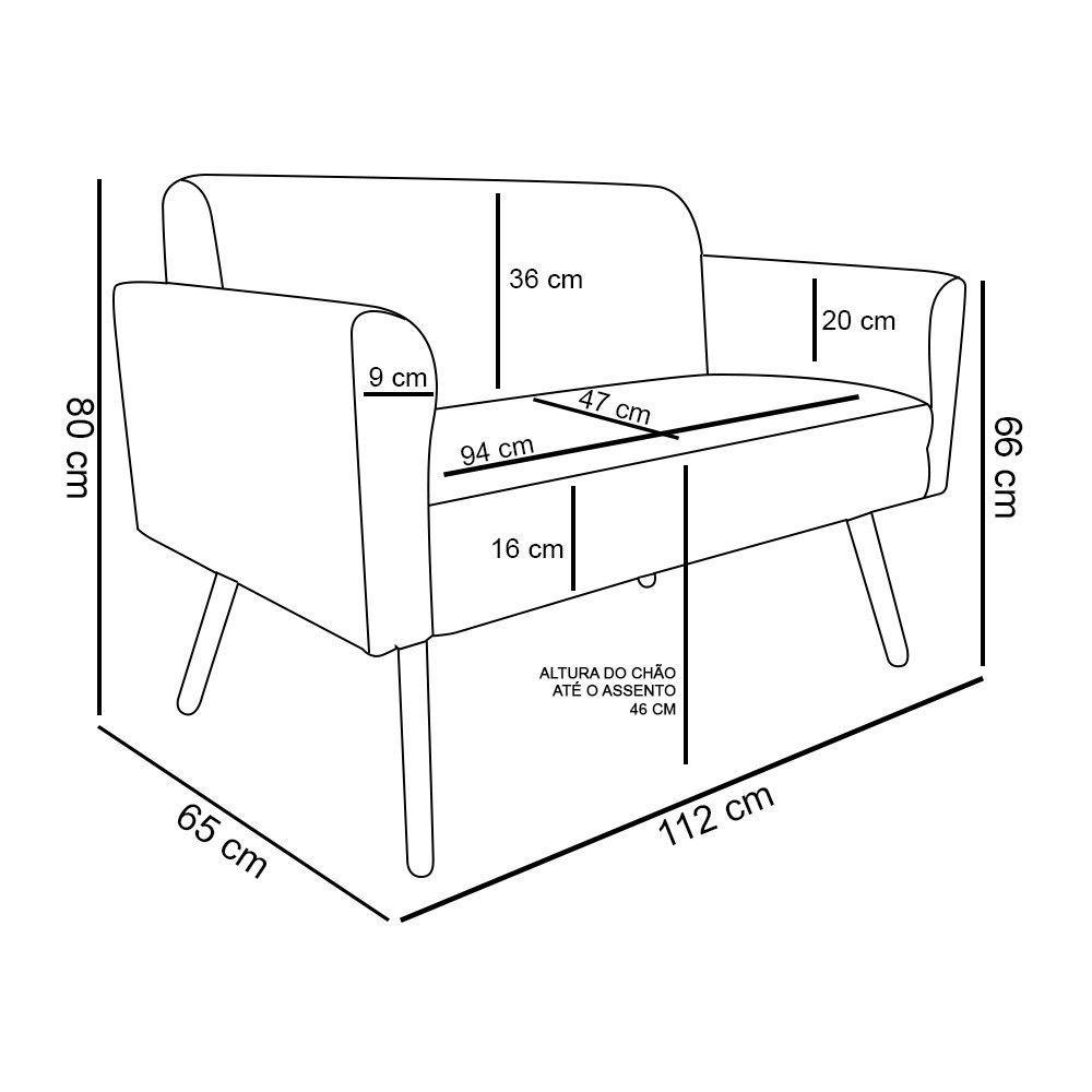 Kit 01 Namoradeira e 02 Poltronas Suede Pés Palito Rosa Bebê - 2