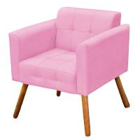 Kit 01 Namoradeira e 02 Poltronas Suede Pés Palito Rosa Bebê - 3