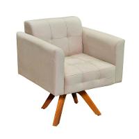 Kit 01 Poltrona E 01 Puff Elisa Suede Bege