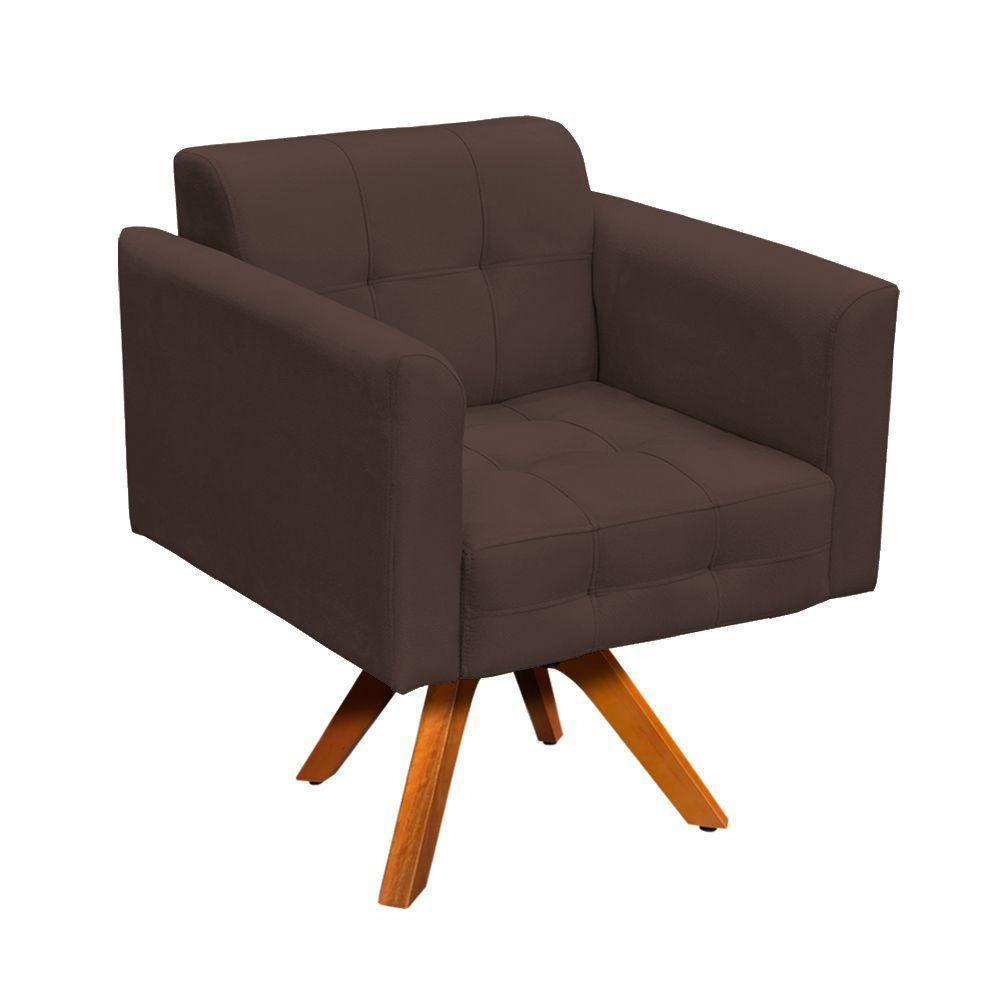 Kit 01 Poltrona E 01 Puff Elisa Suede Marrom - 1