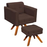 Kit 01 Poltrona E 01 Puff Elisa Suede Marrom - 5