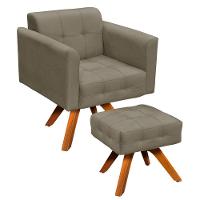 Kit 01 Poltrona E 01 Puff Elisa Suede Marrom Rato - 6