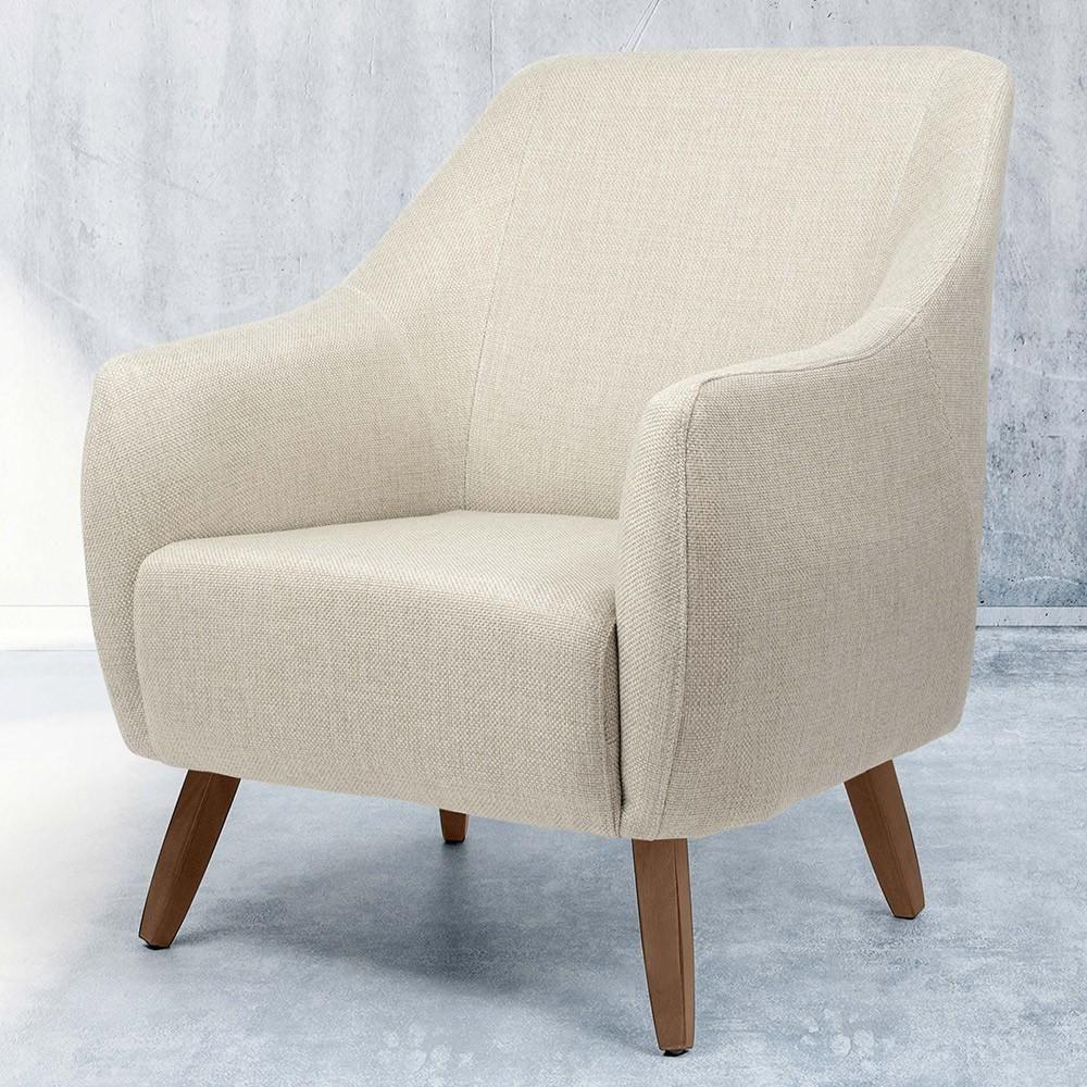 Kit 02 Poltronas Com Pés Em Madeira Paloma Linho Bege C-466 - 7