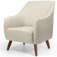 Kit 02 Poltronas Com Pés Em Madeira Paloma Linho Bege C-466 - 6