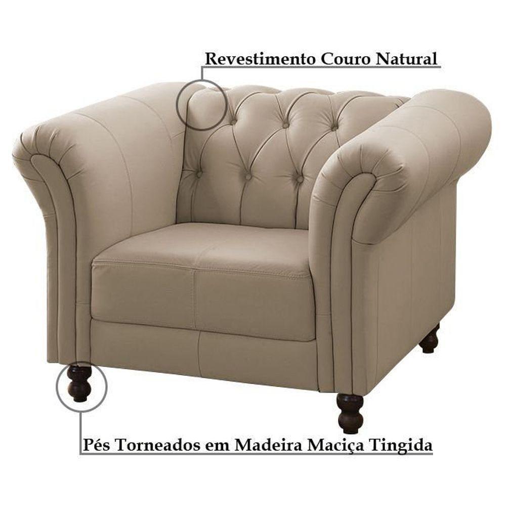 Kit 02 Poltronas Decorativa Bérgamo Couro Bege 66 - 2
