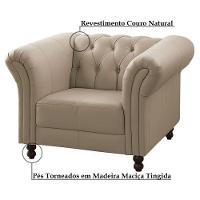 Kit 02 Poltronas Decorativa Bérgamo Couro Bege 66