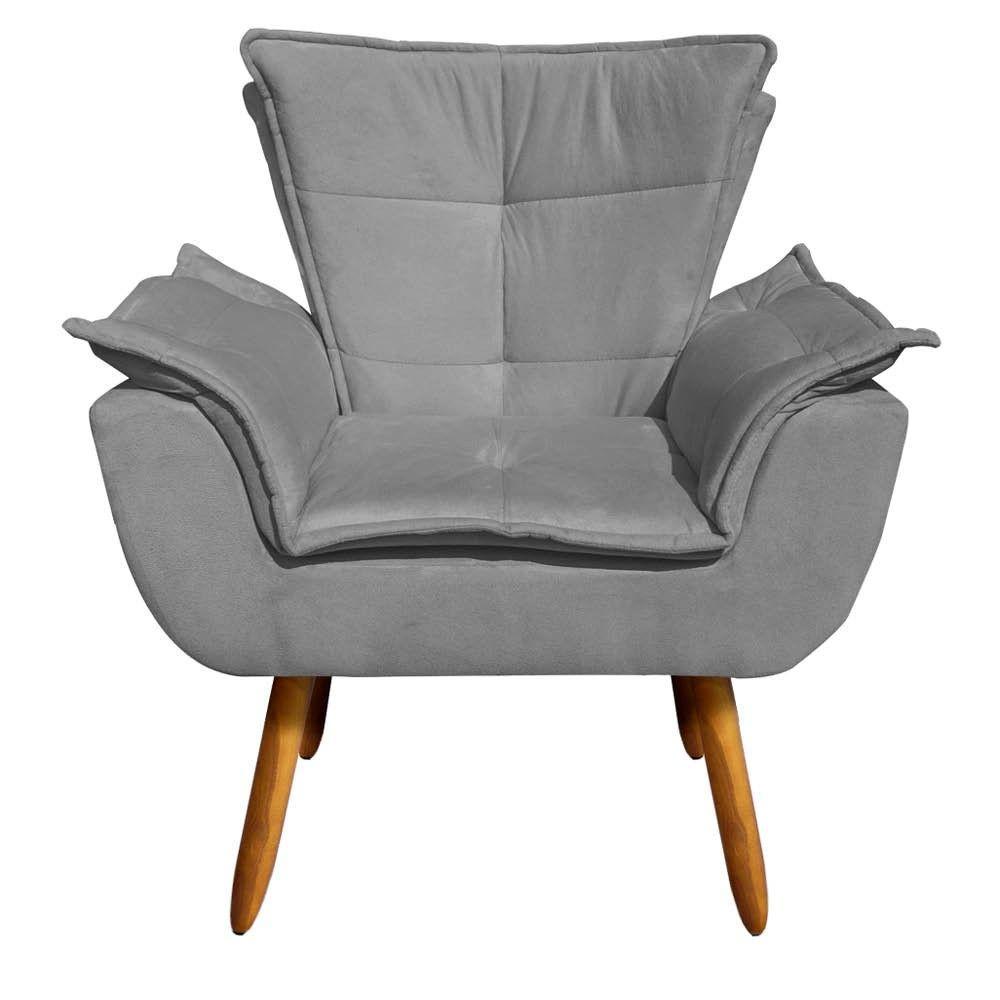 Kit 01 Poltrona Opala Com 01 Puff Opala Suede Grafite - 3