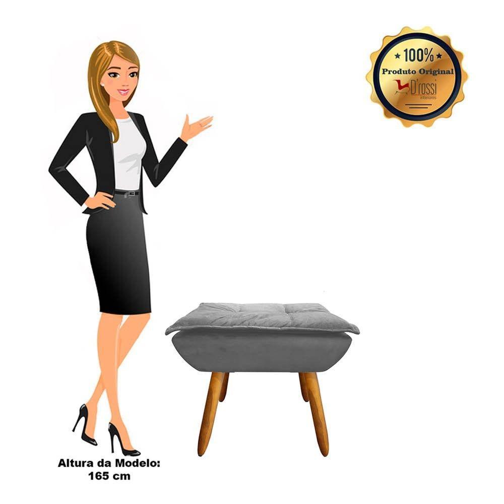 Kit 01 Poltrona Opala Com 01 Puff Opala Suede Grafite - 10