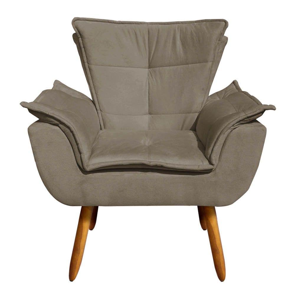 Kit 01 Poltrona Opala Com 01 Puff Opala Suede Marrom Rato - 4