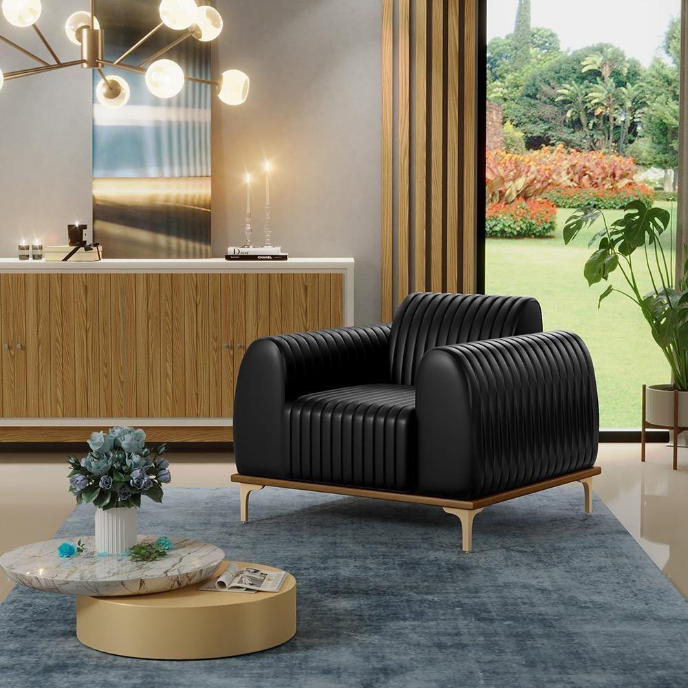 Kit 02 Poltronas E Pés D'Ouro Molino D02 Corano Preto B-159 - 3