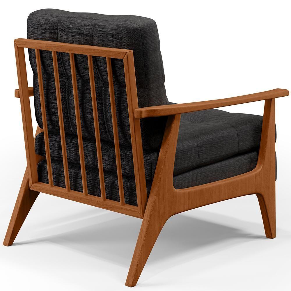 Kit 02 Poltronas Encosto Ripado Emília B04 Linho Chumbo - 4