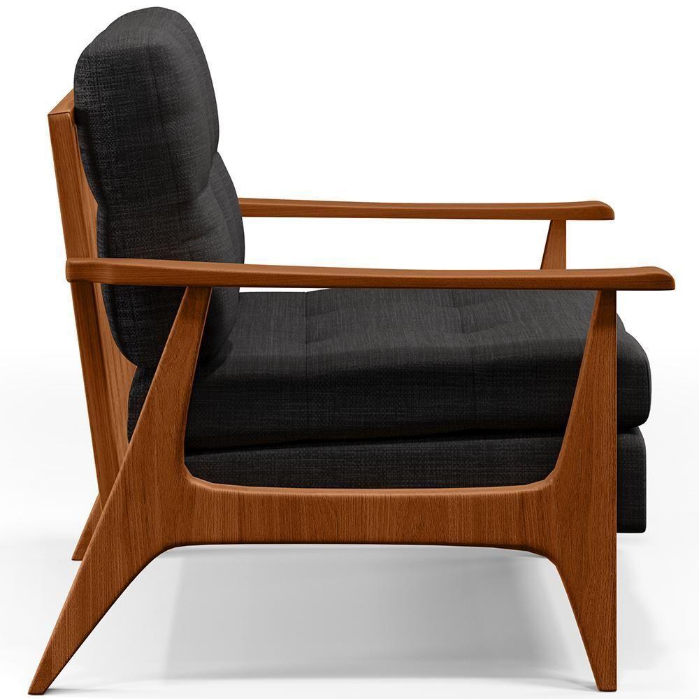 Kit 02 Poltronas Encosto Ripado Emília B04 Linho Chumbo - 6