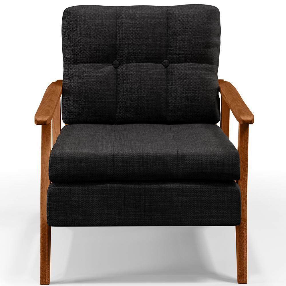 Kit 02 Poltronas Encosto Ripado Emília B04 Linho Chumbo - 7