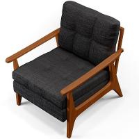 Kit 02 Poltronas Encosto Ripado Emília B04 Linho Chumbo - 5