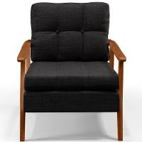 Kit 02 Poltronas Encosto Ripado Emília B04 Linho Chumbo - 11