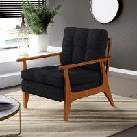 Kit 02 Poltronas Encosto Ripado Emília B04 Linho Chumbo - 23