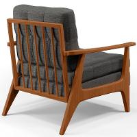 Kit 02 Poltronas Encosto Ripado Linho Cinza Escuro - 2