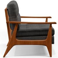 Kit 02 Poltronas Encosto Ripado Linho Cinza Escuro