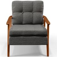 Kit 02 Poltronas Encosto Ripado Linho Cinza Escuro - 5