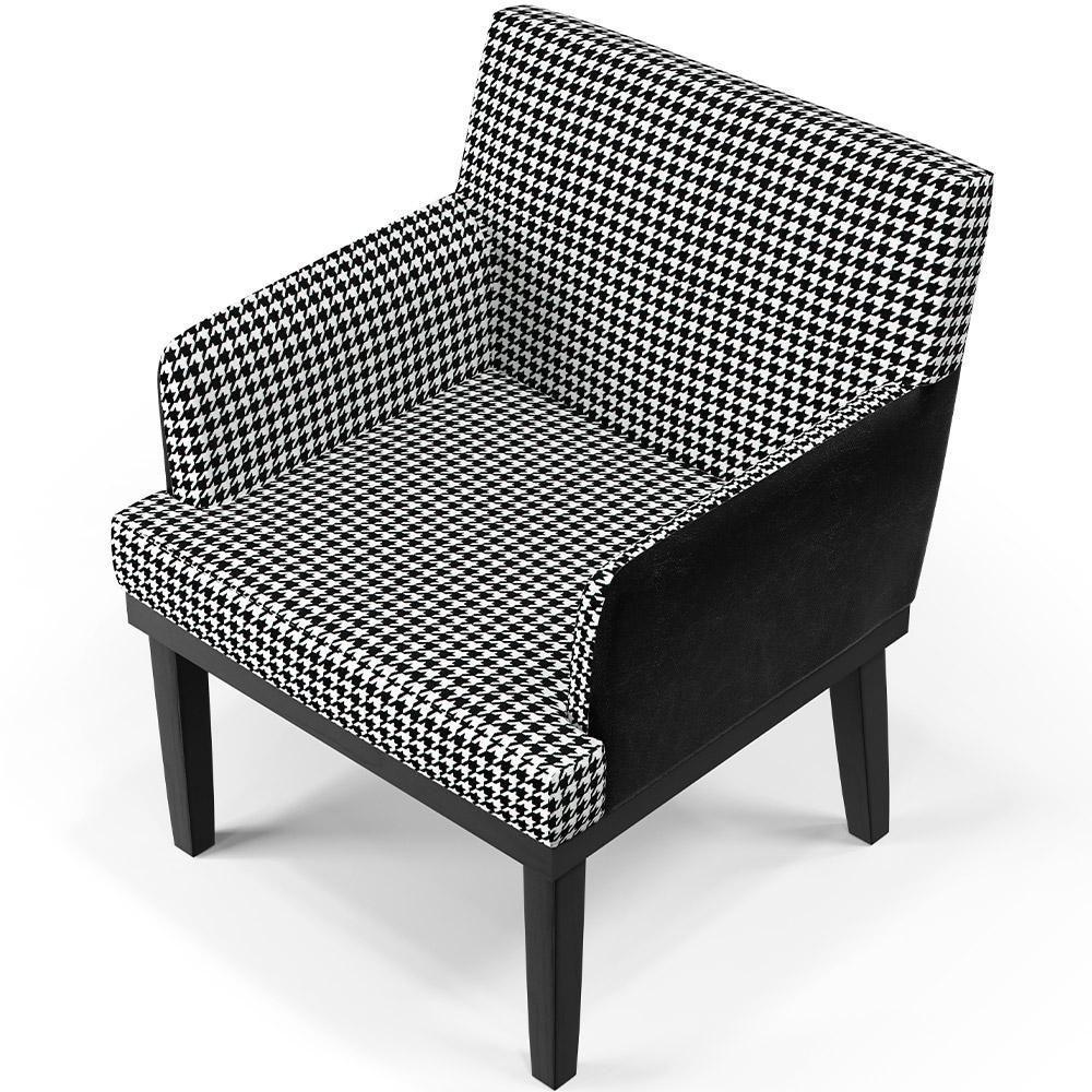 Kit 02 Poltronas Base Preto Suede Pied Poule Preto - 4