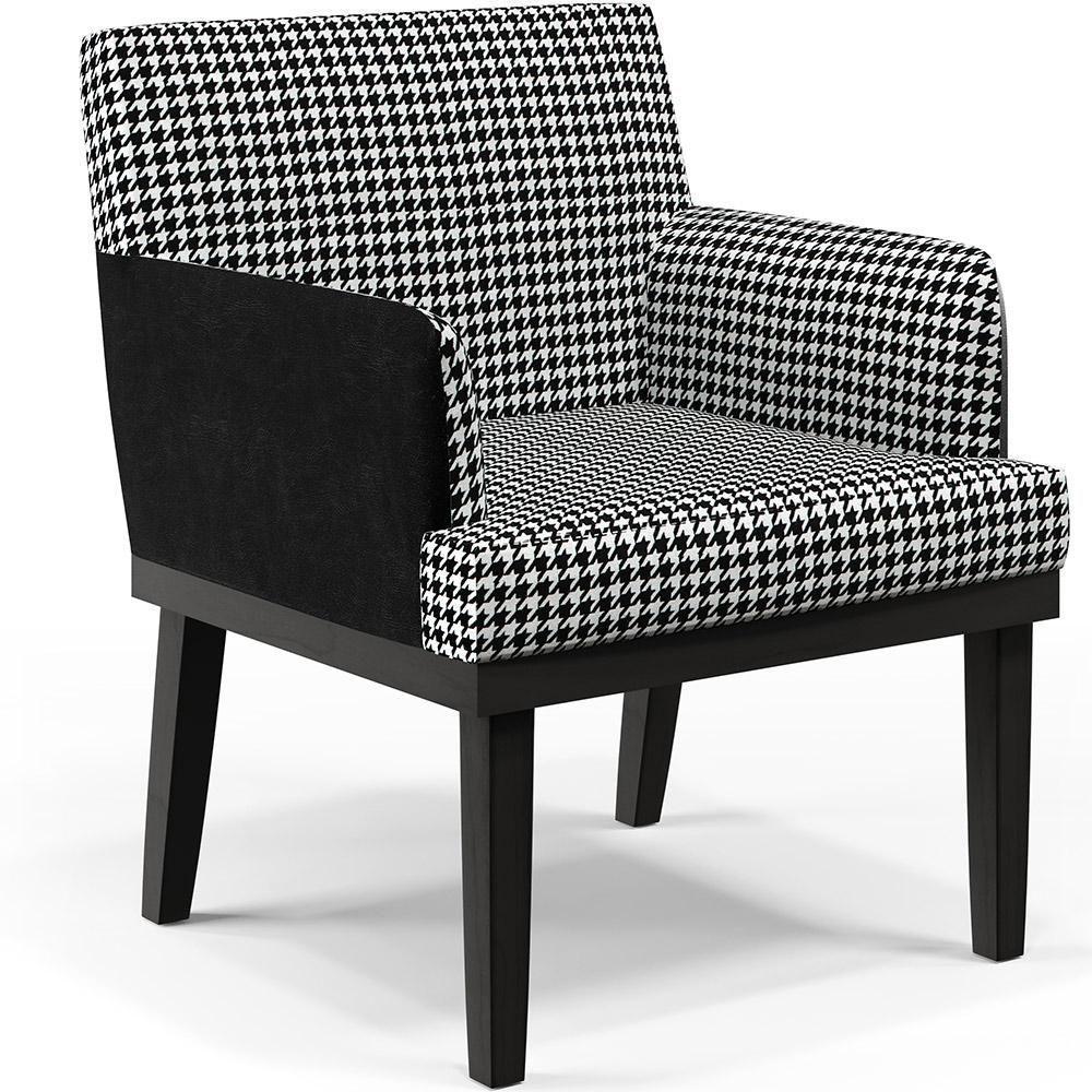 Kit 02 Poltronas Base Preto Suede Pied Poule Preto - 9