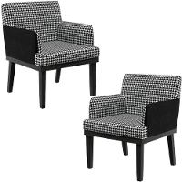 Kit 02 Poltronas Base Preto Suede Pied Poule Preto - 1