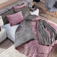 Kit De Peseira Canelada Denver C/ Fronhas 03pçs - Tecido Canelado Mantinha Cinza